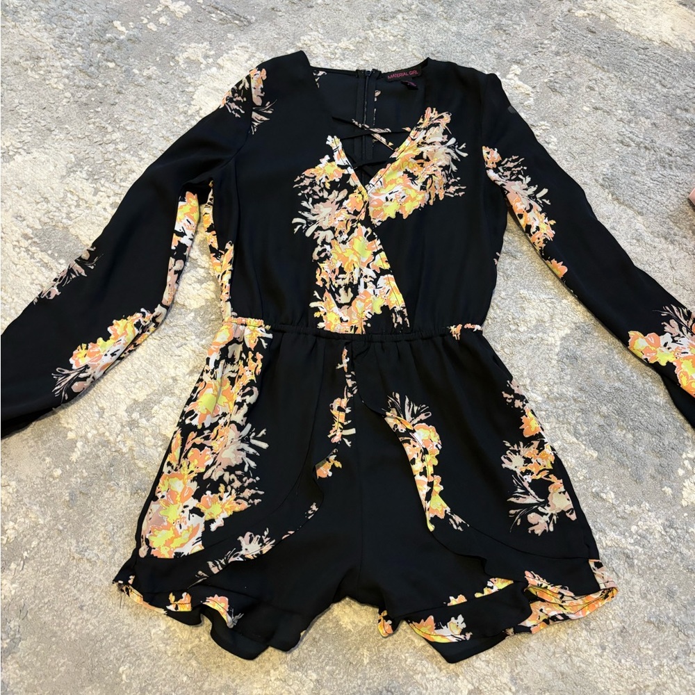 Black Floral Romper